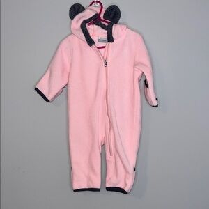NWOT Columbia Pink and Gray Footies with Hood and Ears